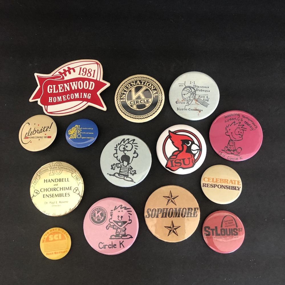 61 Vintage Buttons Pin Special Olympics Girl Scouts McGruff Crime Dog and More